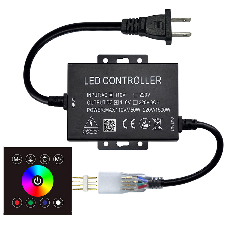 AC110V/230V 1500W,86 Type 8 Keys Glass Touch Color Ring Wireless Remote Control Panel, For 3528RGB LED Strip light